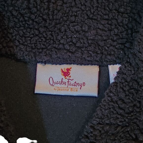 Quacker Factory Fleece Womens M Black Sherpa Quarter Zip Pullover Fluffy - Picture 3 of 7